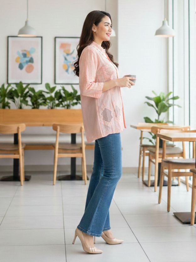 Elegant Lace Hem Casual Shirt for Women – Relaxed Fit Everyday Top