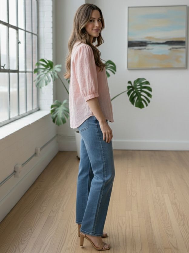 Elegant Embroidered Casual Shirt with Heart Detail