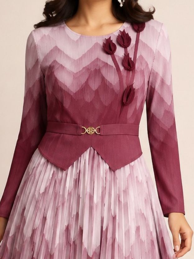 Elegant Button-Down Pleated Midi Dress with Belt
