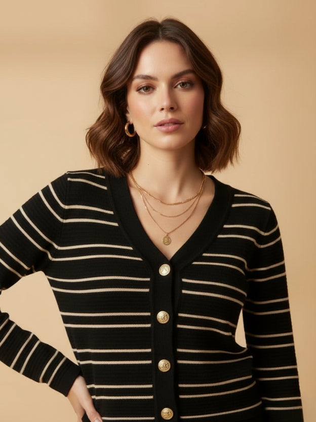 Women’s Striped Skirt Top Co-Ord Set | Elegant Western Two-Piece Outfit
