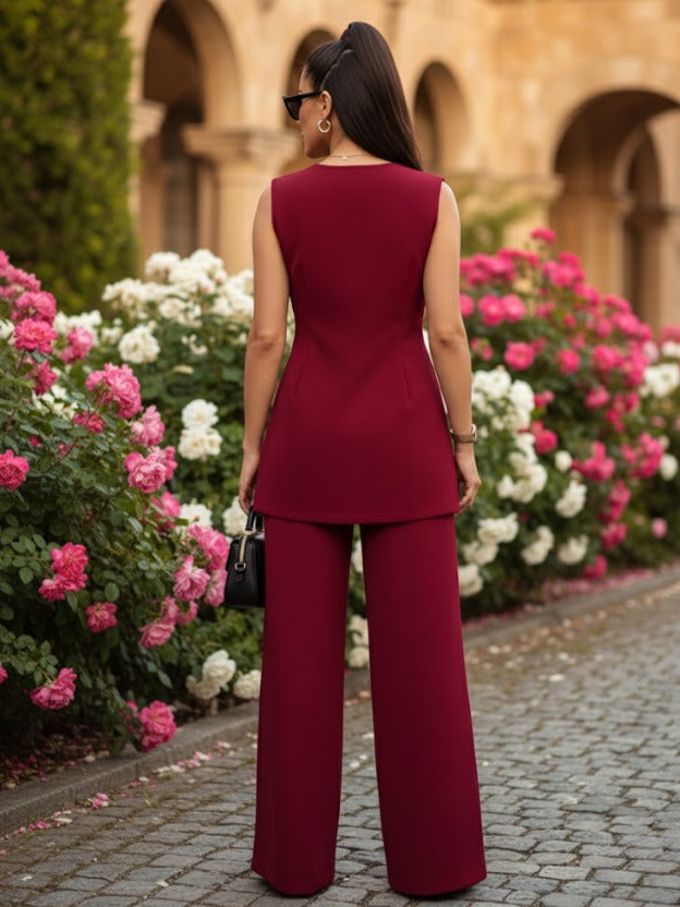 Maroon Aura co-ord with gold detailing