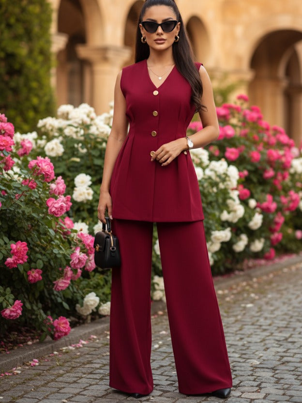 Maroon Aura co-ord with gold detailing