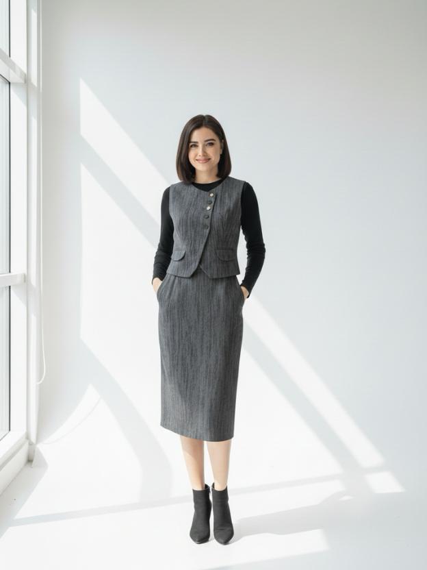 Classic Structured Midi Dress for Women | Modern Office Look