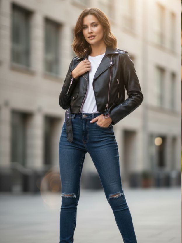 The Rebel Edge: Cropped Leather Jacket