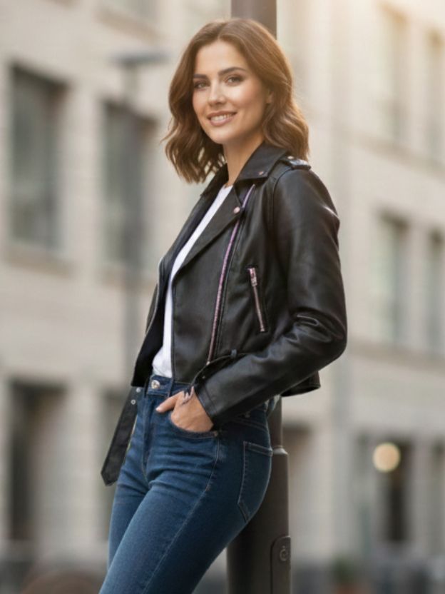 The Rebel Edge: Cropped Leather Jacket