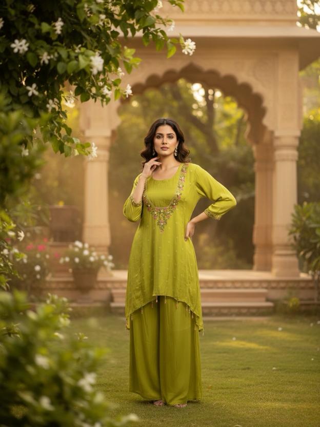 Elegant Women’s Ethnic Co-Ord Set with Embroidered Kurta