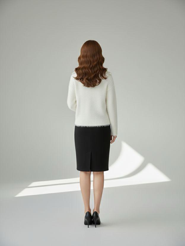 Embellished Collar Knit Top – Women’s Winter Cardigan Sweater
