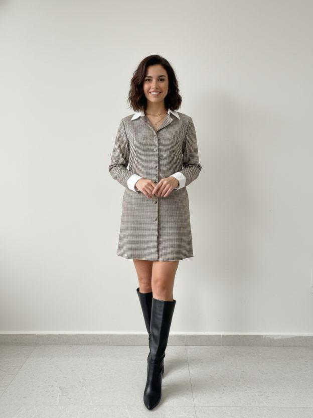 Women Checkered Shirt Dress | Button Down Mini Dress