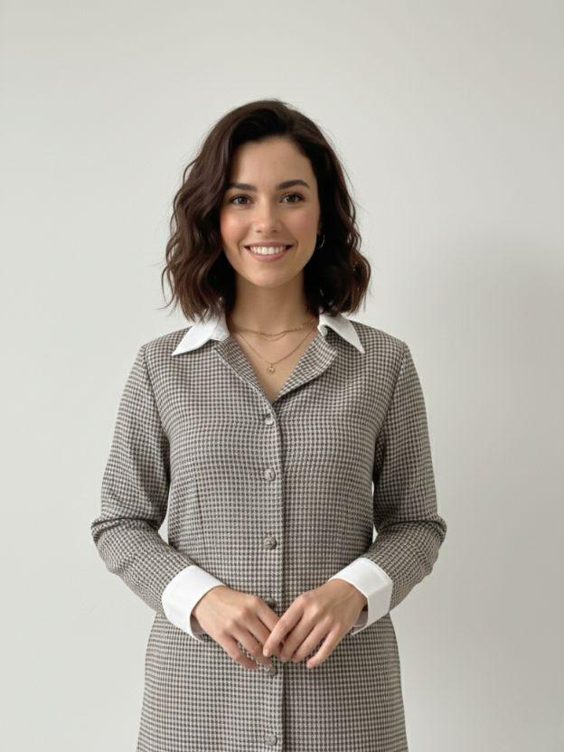 Women Checkered Shirt Dress | Button Down Mini Dress