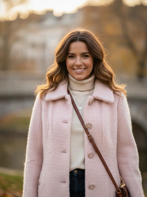 Soft Peach Long Coat for Women | Premium Winter Wool Overcoat