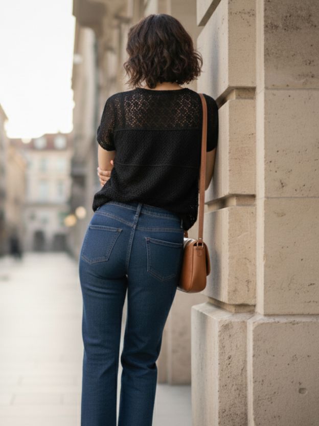 Black Lace Short Sleeve Top for Women | Elegant Western Fashion