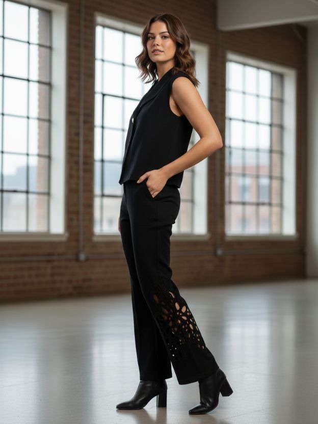 Women’s Black Vest Top | Chic Western Office & Party Wear