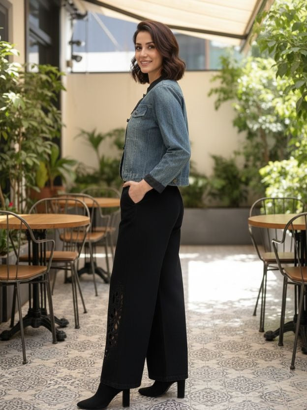Blue Denim Top for Women | Designer Western Jacket-Style Top