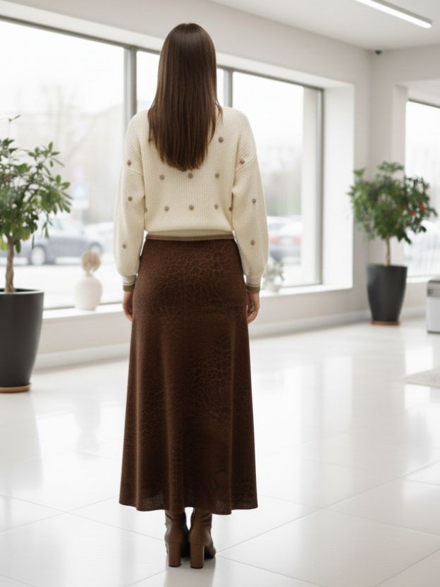 Printed Brown long Skirt for Women | Smart Casual Wear