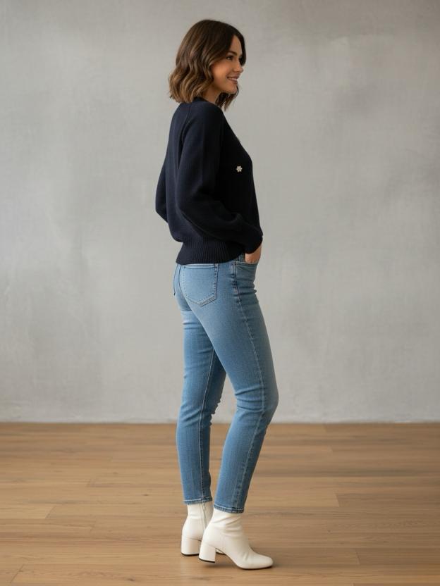 Elegant Women’s Sweater | Soft Knit Pearl Design Casual Winter Wear