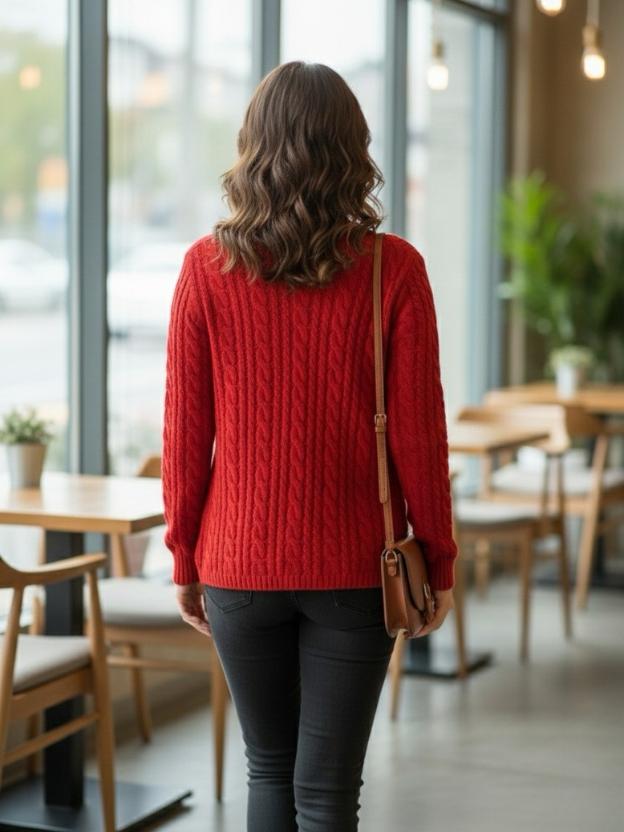 Classic Red Knit Cardigan Top with Buttons | Casual Winter Top
