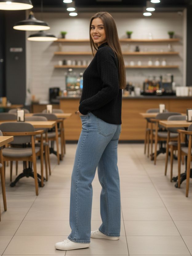 Black Ribbed Knit Sweater Top for Women | Solid Long Sleeve Winter Wear Top
