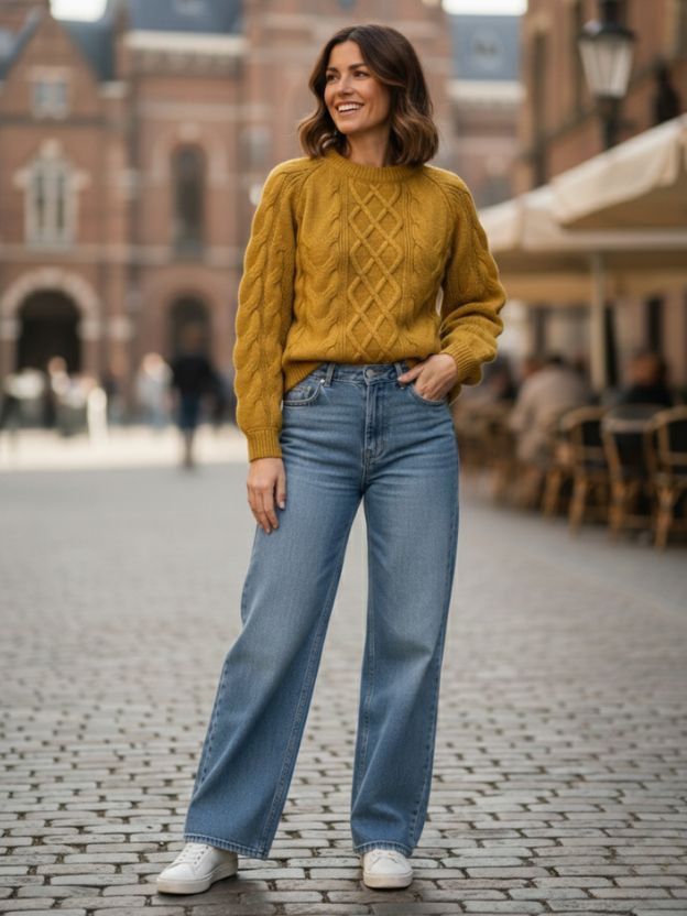 Olive Green Cable Knit Sweater Top | Women’s Winter Wear