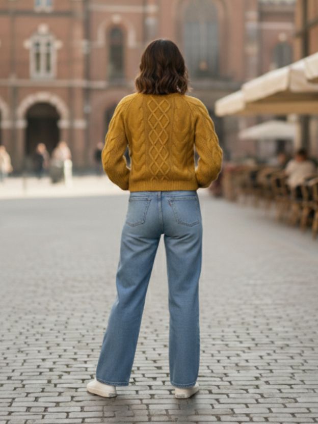 Olive Green Cable Knit Sweater Top | Women’s Winter Wear