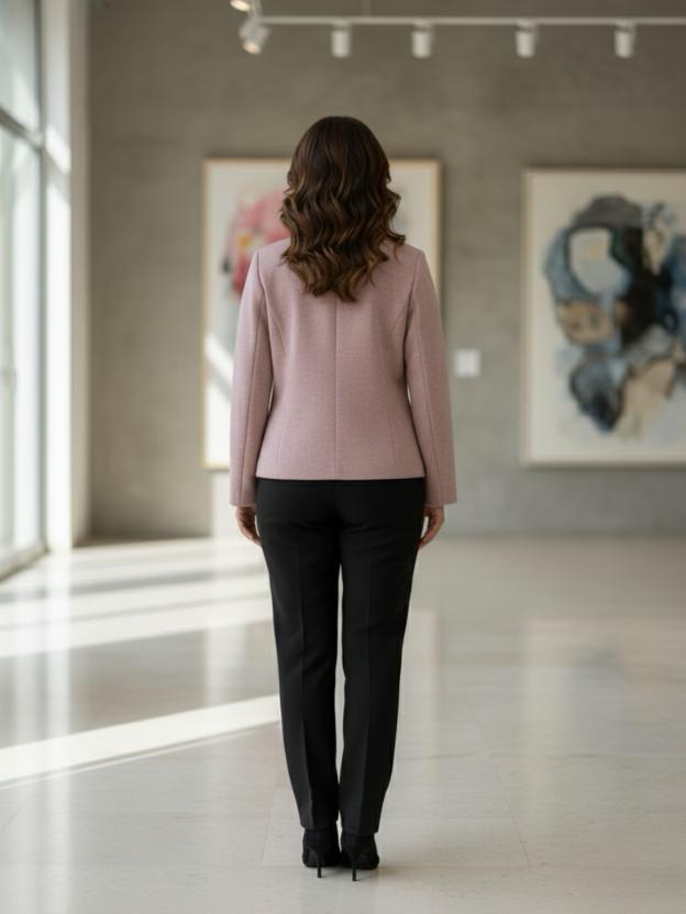 Designer Pink Blazer for Women | Elegant High-Neck Winter Blazer