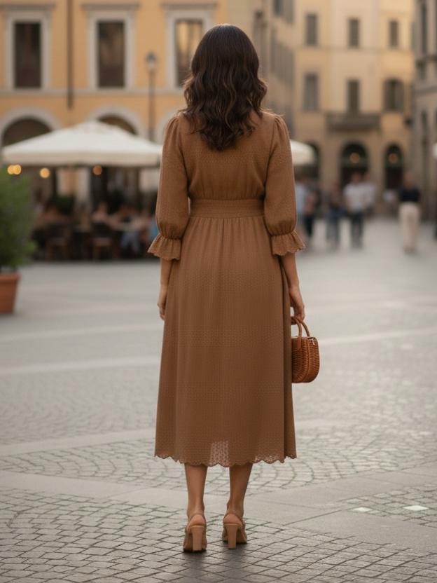 Women’s Cotton Midi Dress with Buttons | Elegant Casual Summer Dress