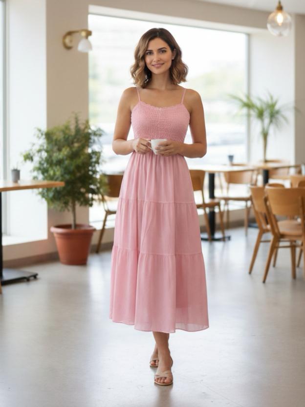 Women’s Tiered Midi Dress | Embroidered Casual Summer Dress (S–L)