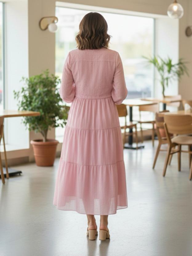 Women’s Tiered Midi Dress | Embroidered Casual Summer Dress (S–L)