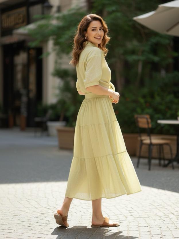 Tie-Up Waist Midi Dress for Women | Summer Casual Elegant Dress