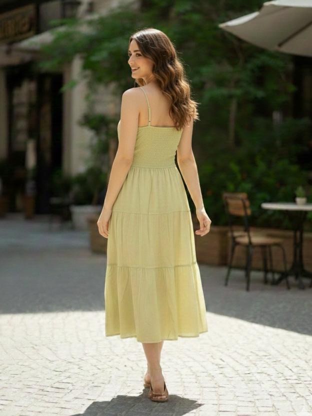 Tie-Up Waist Midi Dress for Women | Summer Casual Elegant Dress