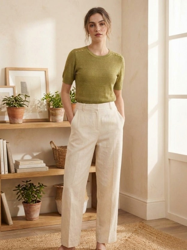 Short Sleeve Knit Top | Lightweight Textured for Daily Wear
