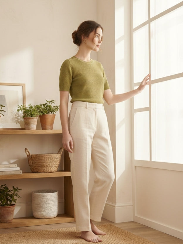 Short Sleeve Knit Top | Lightweight Textured for Daily Wear