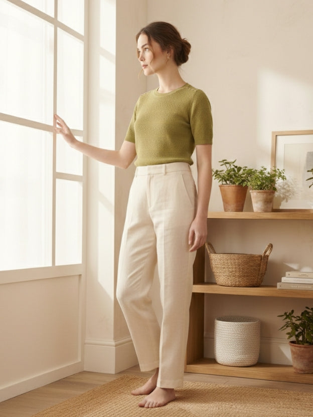 Short Sleeve Knit Top | Lightweight Textured for Daily Wear