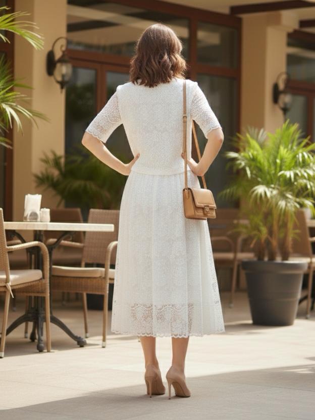 Elegant Lace Skirt & Top Set for Women | Chic Summer Two-Piece Outfit