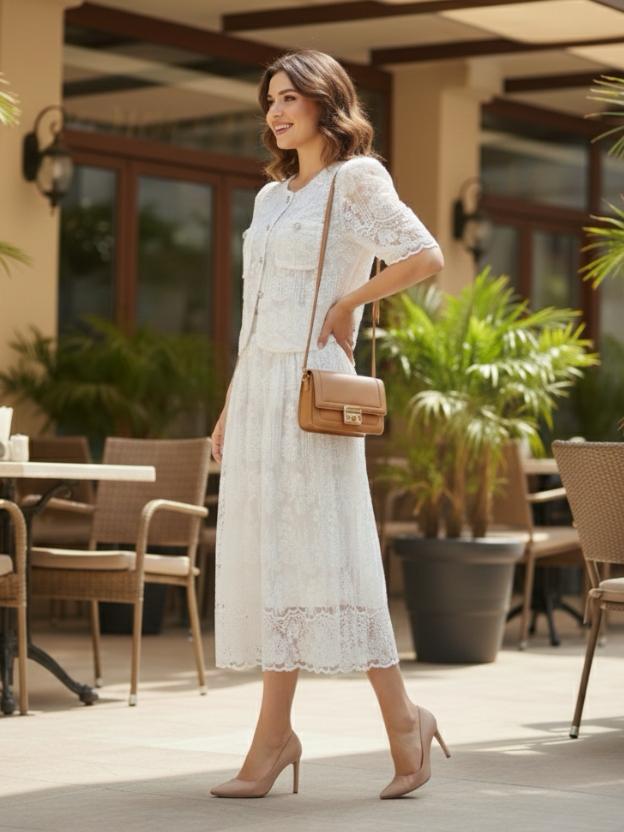 Elegant Lace Skirt & Top Set for Women | Chic Summer Two-Piece Outfit