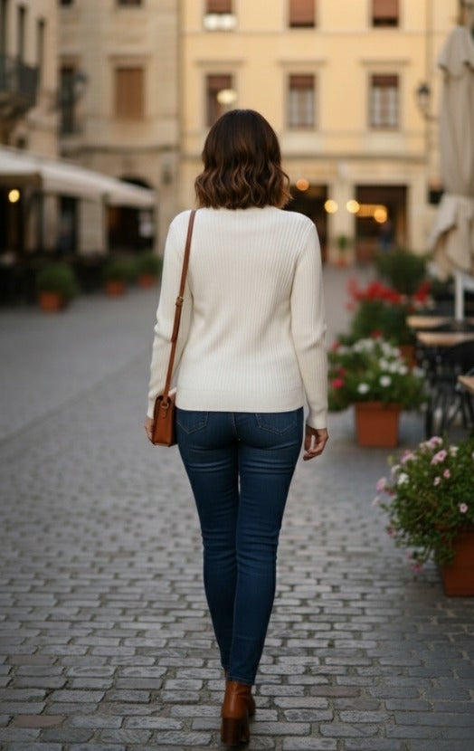 Women's Ribbed V-Neck Button-Down Cardigan – Soft Knit Lightweight Sweater