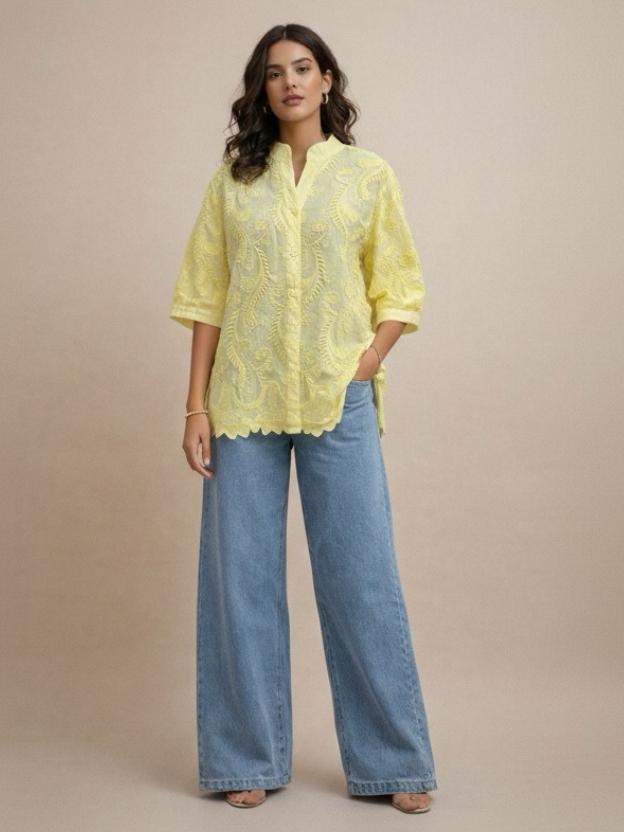 Embroidered Summer Top for Women | Lightweight Cotton Casual Shirt