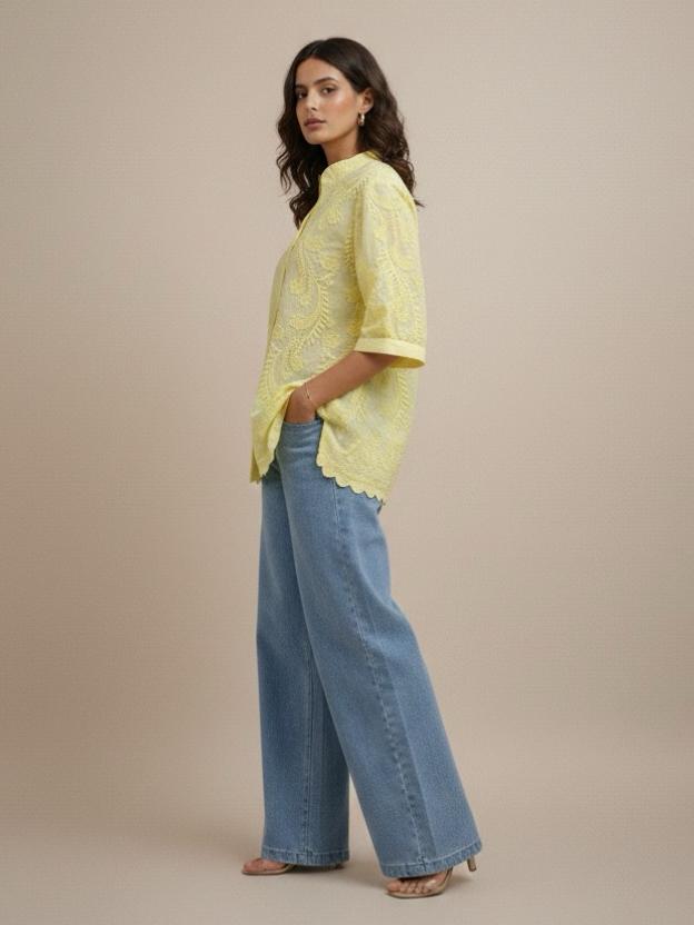 Embroidered Summer Top for Women | Lightweight Cotton Casual Shirt