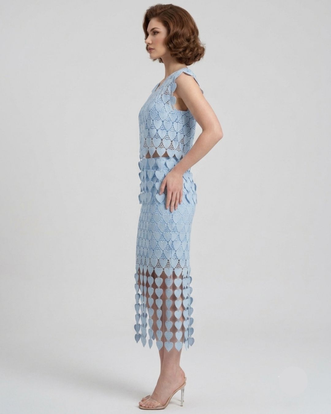 Marc Louis Designer Sleeveless Cutwork Midi Dress
