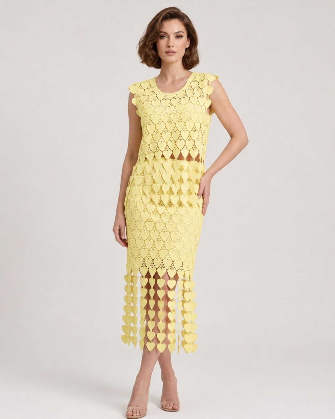 Marc Louis Designer Sleeveless Cutwork Midi Dress