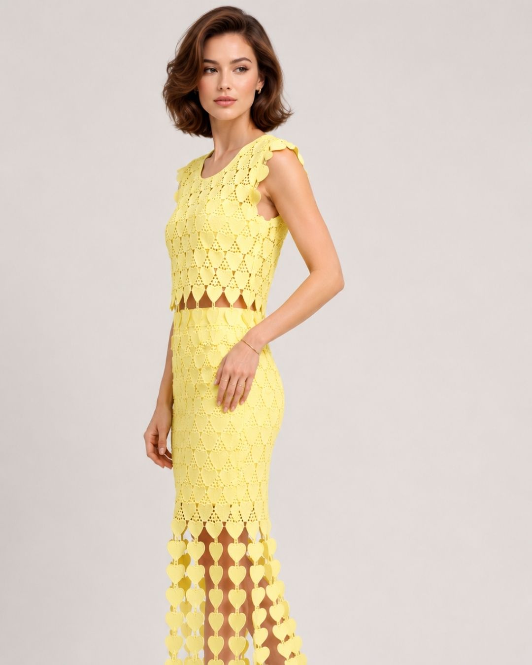 Marc Louis Designer Sleeveless Cutwork Midi Dress