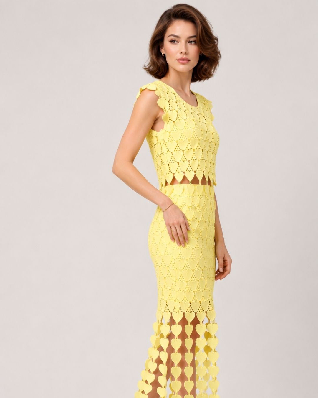 Marc Louis Designer Sleeveless Cutwork Midi Dress
