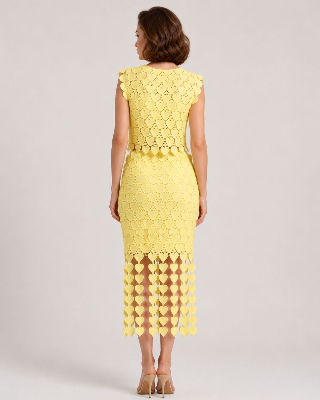 Marc Louis Designer Sleeveless Cutwork Midi Dress