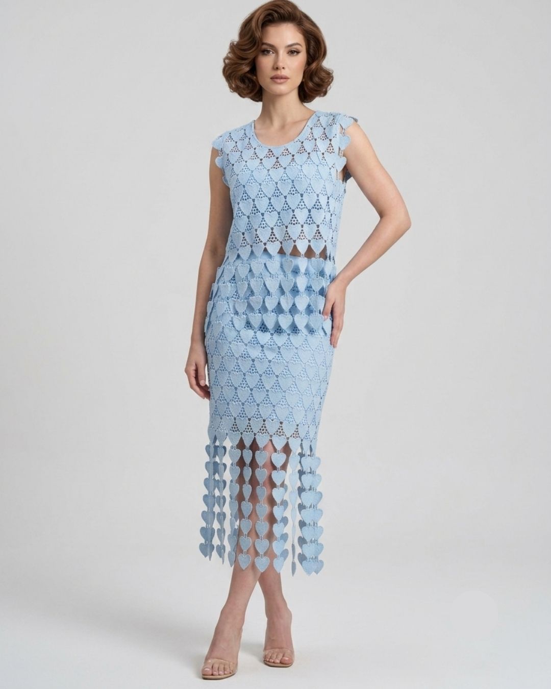 Marc Louis Designer Sleeveless Cutwork Midi Dress