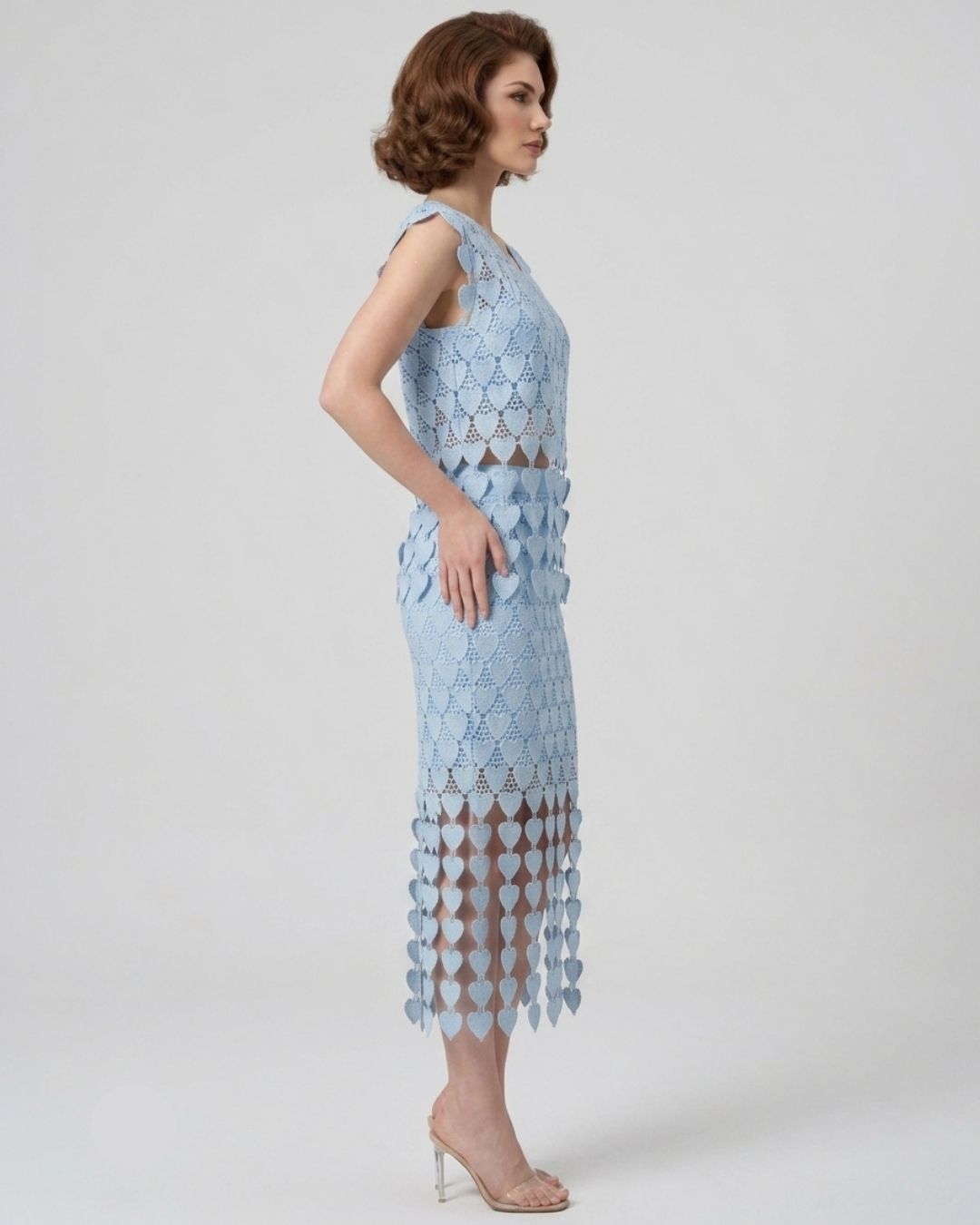 Marc Louis Designer Sleeveless Cutwork Midi Dress