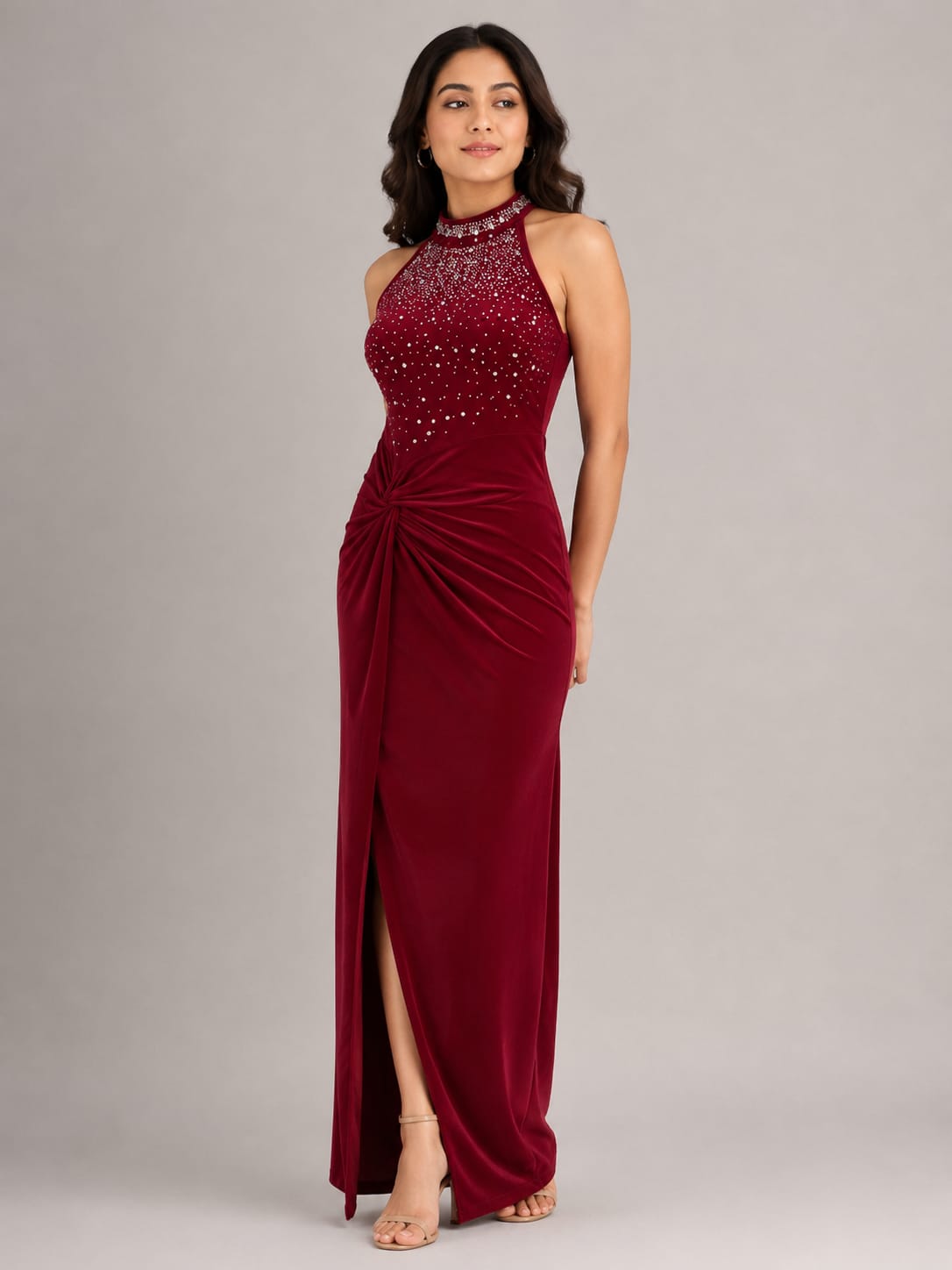 Embellished Gown Draped Gown