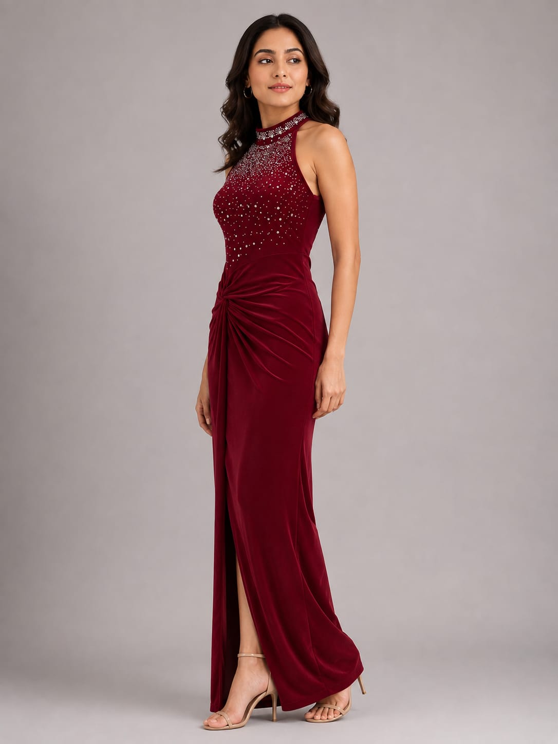 Embellished Gown Draped Gown