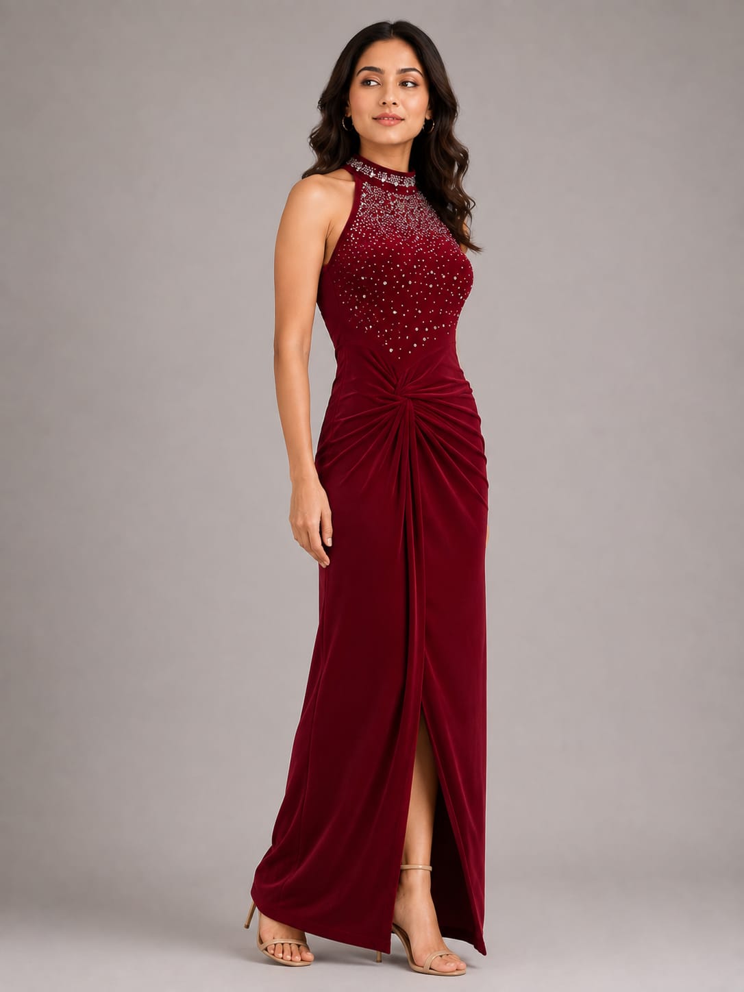 Embellished Gown Draped Gown
