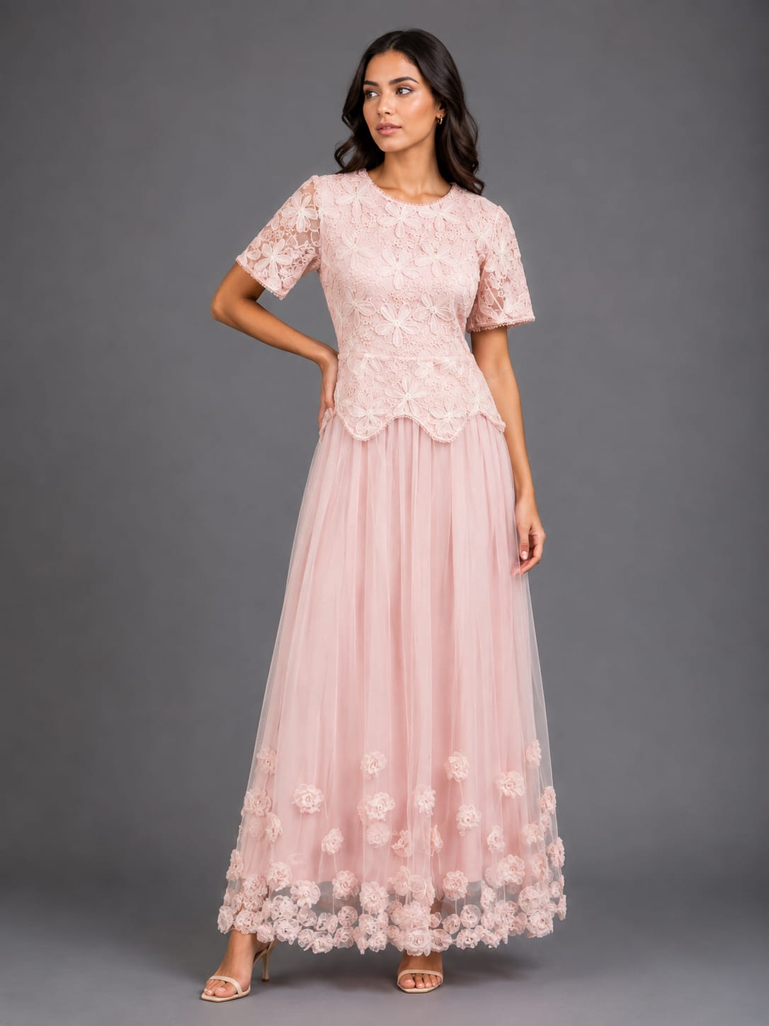 Blush Floral Lace Maxi