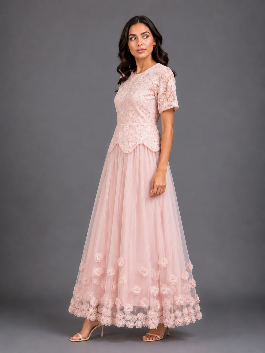Blush Floral Lace Maxi