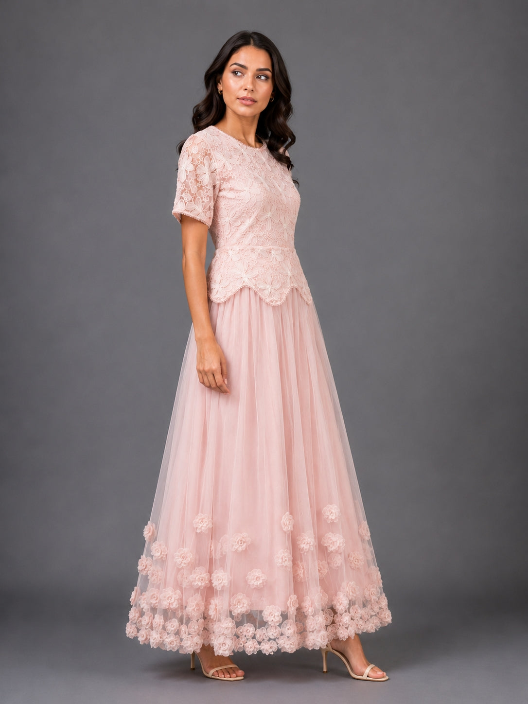 Blush Floral Lace Maxi